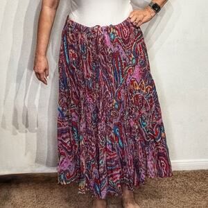 Denim 24/7 Pink Multicolor Boho Maxi Peasant Skirt Sz 32W